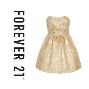 Forever 21 Strapless Sparkly Gold Dress